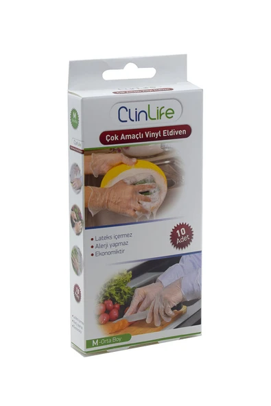 4 ADET Clinlife Çok Amaçlı Vinyl Eldiven 10'lu Orta ürün görseli 1
