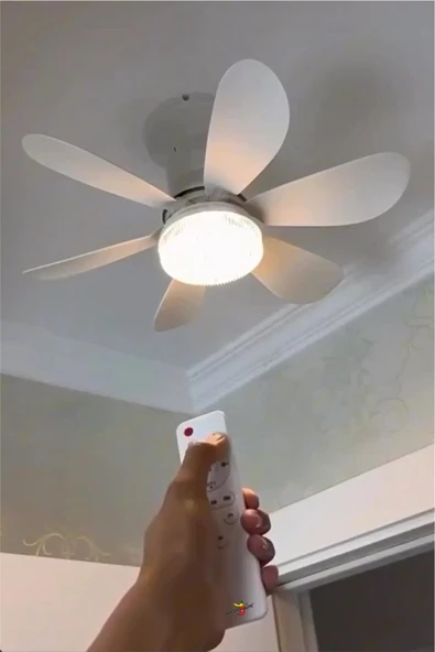 Büyük 30w Led Işıklı 52cm Direk Duya Kolay Montajlı Uzaktan Kumandalı Sinek Kovucu Tavan Pervanesi Vantilatörü Aspiratörü ürün görseli 1