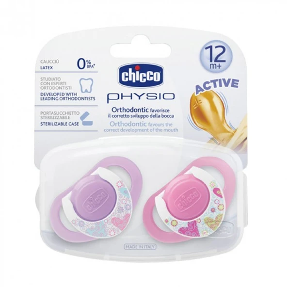 Chicco 2 li Physio Kauçuk Emzik 12 ay+ Kız ürün görseli 1