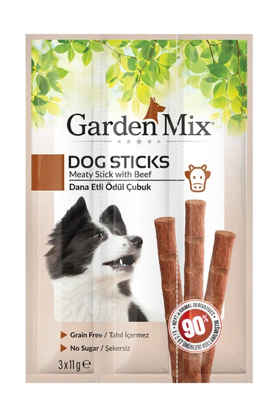 3 ADET Gardenmix Dana Etli Köpek Ödül Çubuk  3x11 g ürün görseli 1