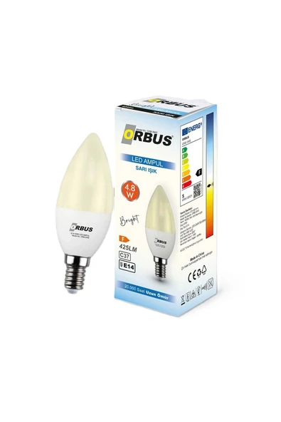 2 ADET Orbus Led Mum Tipi Ampül Sarı 4.8W ürün görseli 1