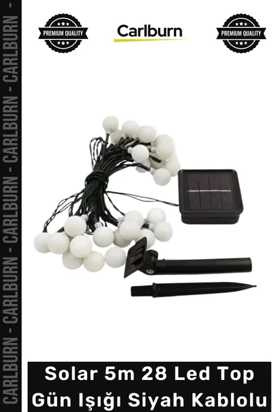 Özel Üretim Modern Şık Dekoratif Bahçe Balkon Lambası Solar 5m 28 Led Top Gün Işığı Siyah Kablolu ürün görseli 1