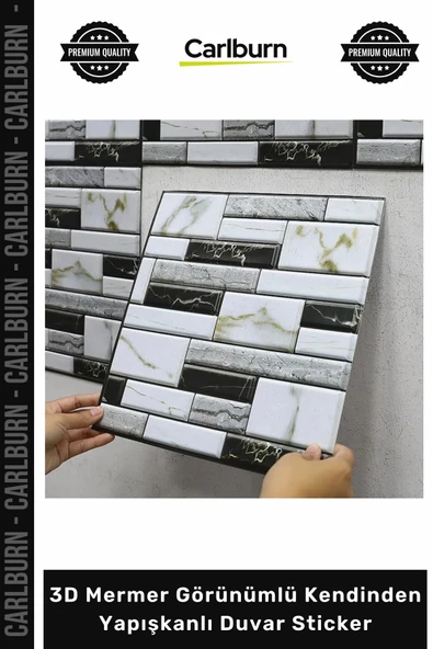 Özel Üretim 30x30 Mutfak Banyo Panel Tuğla 3D Mermer Görünümlü Kendinden Yapışkanlı Duvar Sticker ürün görseli 1