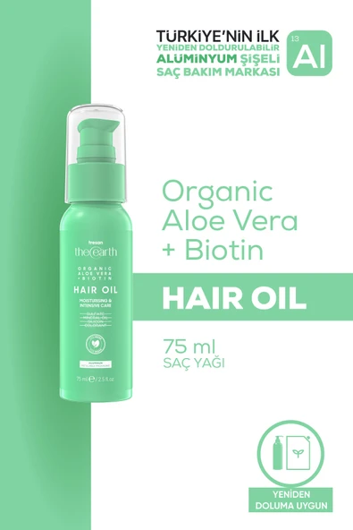 Tresan The Earth Saç Bakım Yağı Aloe Vera + Biotin Moisture and Intensive Care 75 ml ürün görseli 1