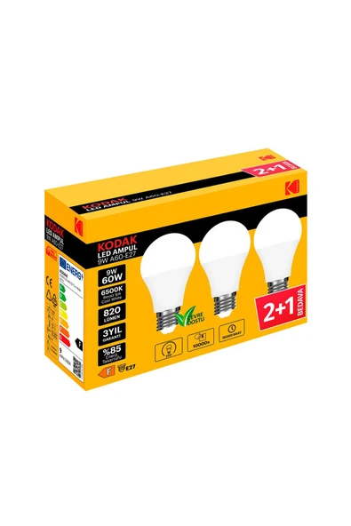 2 ADET  Kodak Led Ampul Beyaz 3'lü - Resim 2