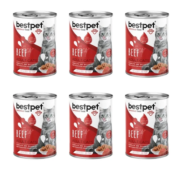 Bestpet Biftekli Parça Etli Yetişkin Kedi Konservesi 400 gr 6'lı Paket ürün görseli 1