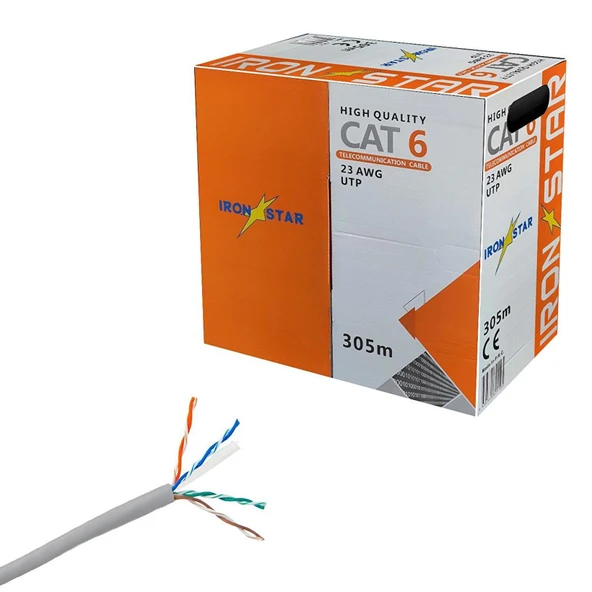 IRON STAR 23AWG UTP CAT6 Network Kablosu Gri 300 Metre ürün görseli 1
