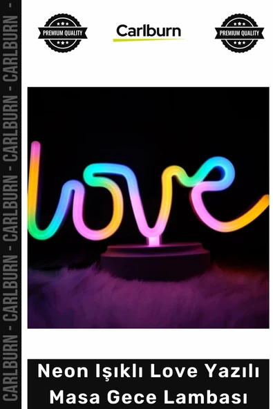 #GeceLambası Dekoratif Led Tasarım USB Pilli Romantik Hediye Neon Işıklı Love Yazılı Masa Gece Lambası ürün görseli 1