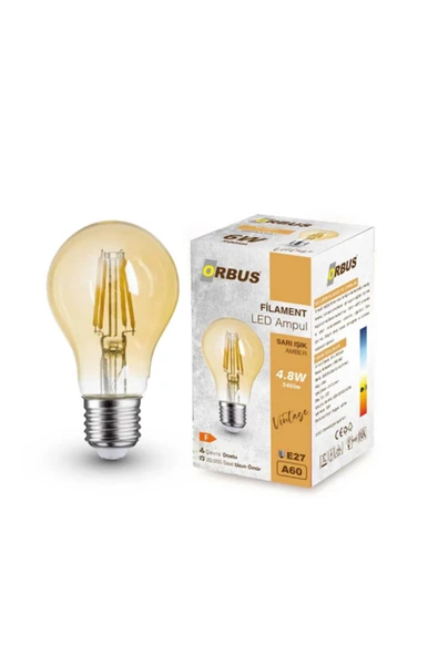 3 ADET Ampul Orbus Led Filament A60 E27 6W ürün görseli 1
