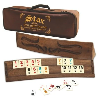 Star Okey Oymalı Ağaç Oval Okey Takımı ürün görseli 1