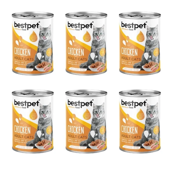 Bestpet Tavuklu Jöleli Yetişkin Kedi Konservesi 400 gr 6'lı Paket ürün görseli 1