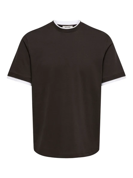Only & Sons   ONSDEAN RLX SS DOUBLE LAYER TEE Erkek Kahverengi T-Shirt - 22041397 ürün görseli 1