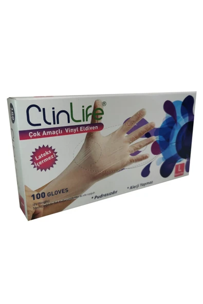 Clinlife Vinyl Eldiven 100'lü Large ürün görseli 1