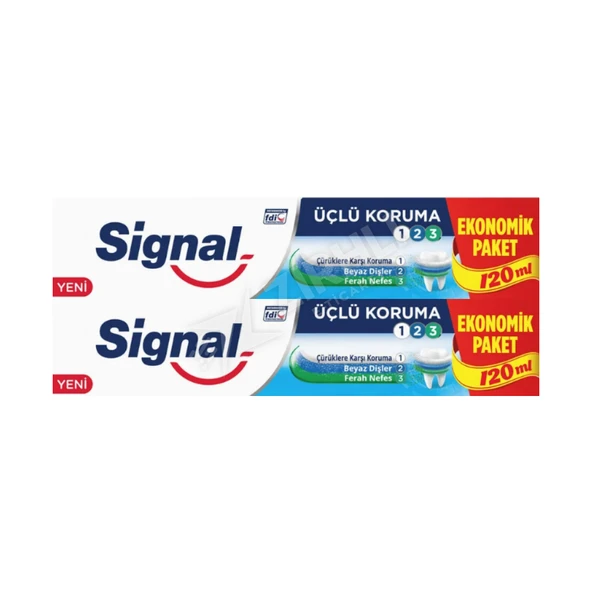 5 ADET Signal Diş Macunu Üçlü Koruma ( 120 Ml + 120 Ml ) 2'li ürün görseli 1