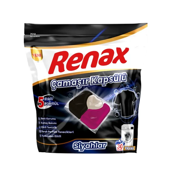 5 ADET Renax Çamaşır Makinesi Kapsülü Siyahlar 30'lu ürün görseli 1