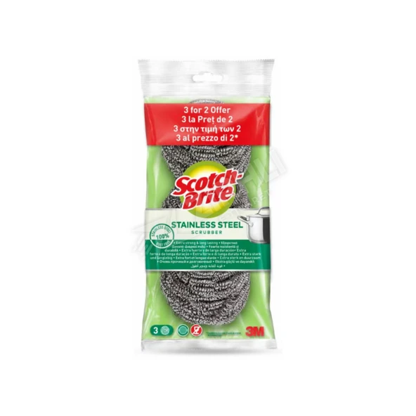5 ADET Scotch Brite Paslanmaz Çelik Ovma Teli 2+1 ürün görseli 1