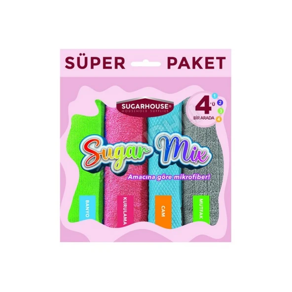 5 ADET Sugar House Sugar Mix Mikrofiber Temizlik Bezi 4' lü ürün görseli 1