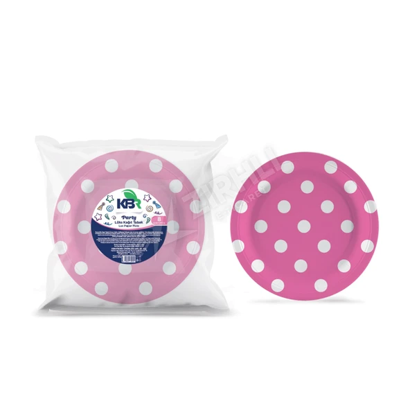 5 ADET Kbr Party Kağıt Tabak 22 Cm Pembe 8'li ürün görseli 1