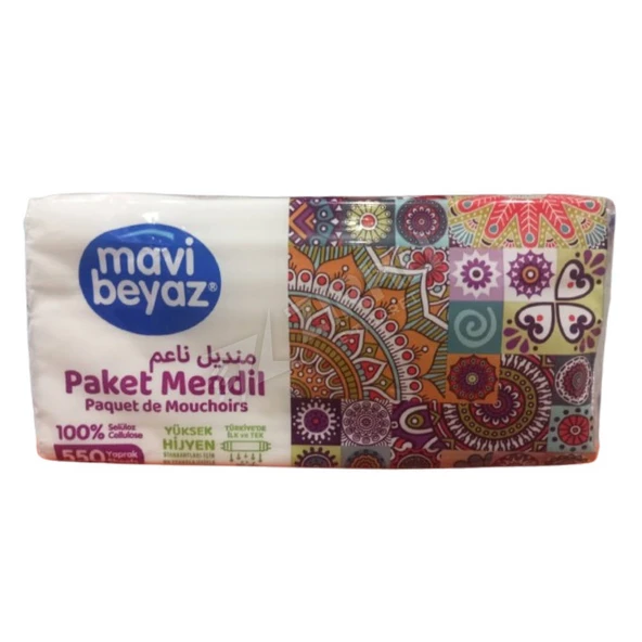 5 ADET Mavi Beyaz Paket Mendil 550 Yaprak ürün görseli 1