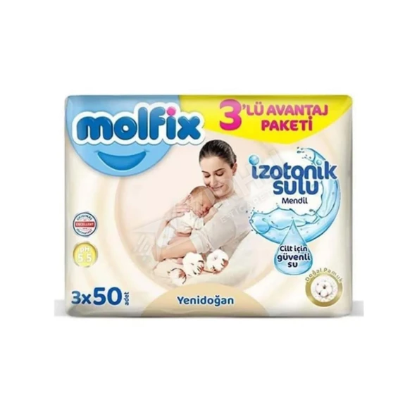 5 ADET Molfix İzotonik Yenidoğan Islak Havlu 3x50'li ürün görseli 1