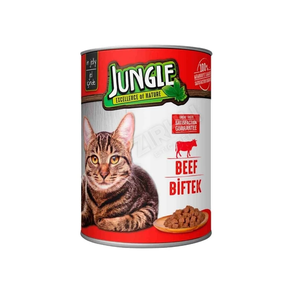 5 ADET Jungle Kedi Konservesi 400 Gr Biftekli ürün görseli 1