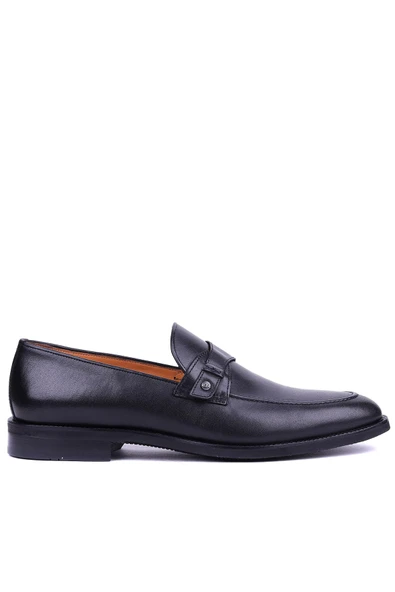 Shoetyle - Hakiki Deri Siyah Renk Bağcıksız Klasik Erkek Ayakkabı - 900-4784 ürün görseli 1
