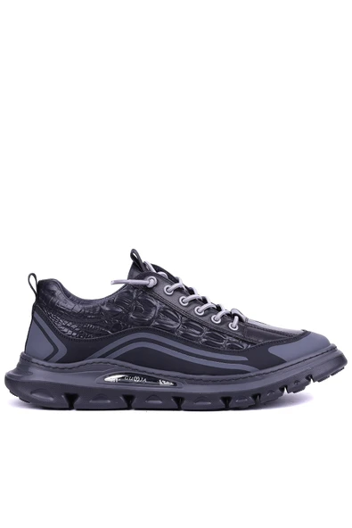 Guja - Hakiki Deri - Tekstil Air Taban Siyah Renk Erkek Sneaker - 900-563 ürün görseli 1