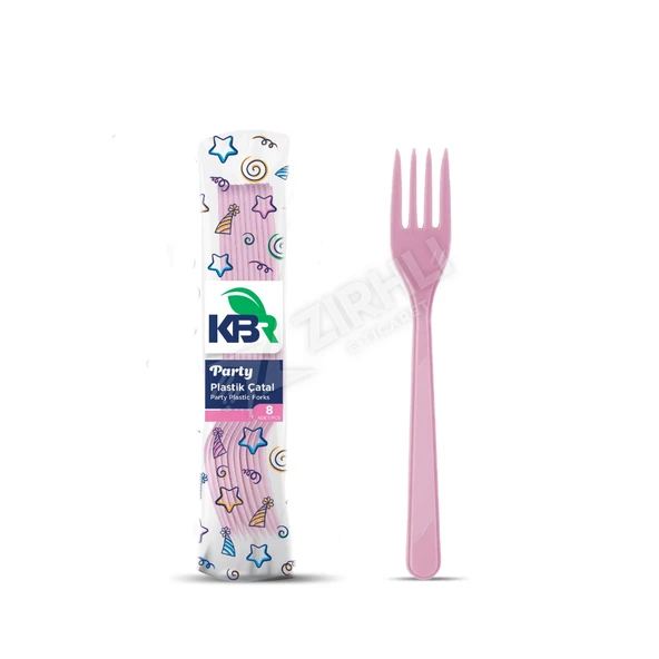 5 ADET Kbr Party Plastik Çatal Pembe 8'li ürün görseli 1
