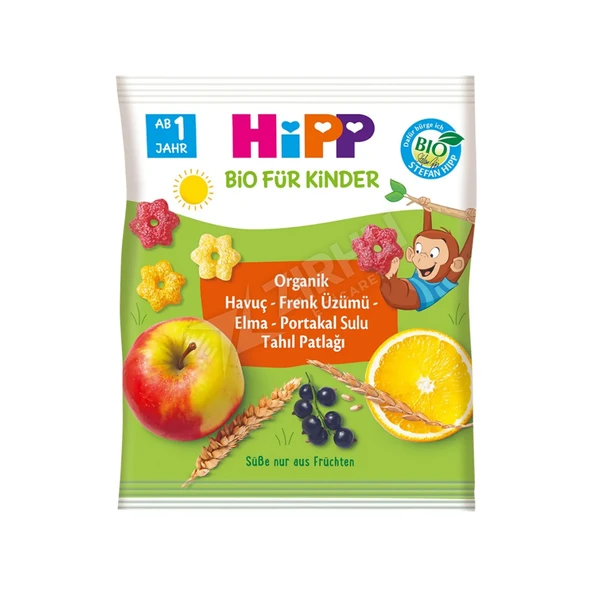 5 ADET Hi̇pp Organik Havuç Frenk Üzümü Elma Portakal Sulu Tahıl Patlağı 30 Gr ürün görseli 1