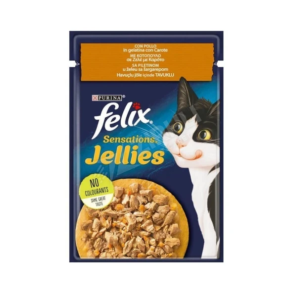 5 ADET Felix Sensations Tavuklu Ve Havuçlu Yaş Kedi Maması 85 Gr ürün görseli 1