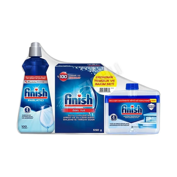 5 ADET Finish Temizlik Ve Bakım Seti (Parlatıcı 400 Ml +.Makina Temizleyici 250 Ml +Tuz 550 Gr) ürün görseli 1