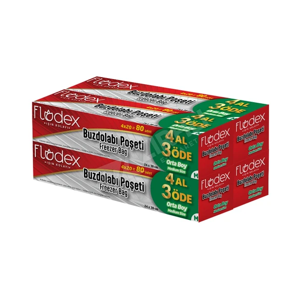 5 ADET Flodex Buzdolabı Poşeti 4 Al 3 Öde Orta Boy (24X38) ürün görseli 1