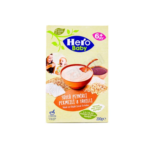 5 ADET Hero Baby Ek Besin Sütlü Peynirli Pekmezli 8 Tahıllı 200 Gr ürün görseli 1