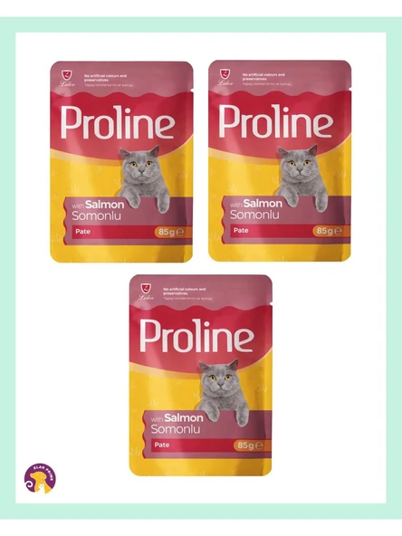 Proline Pouch Pate Somonlu Yaş Kedi Maması Seti 3  adet  85 G ürün görseli 1