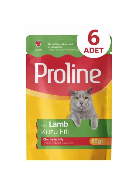 Proline Pouch Kuzu Etli Yaş Kedi Mama 6 x 85 gr ürün görseli 1