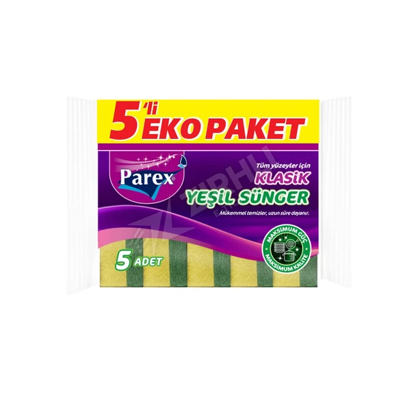 4 ADET Parex Klasik Yeşil Sünger Düz 5'Li ürün görseli 1