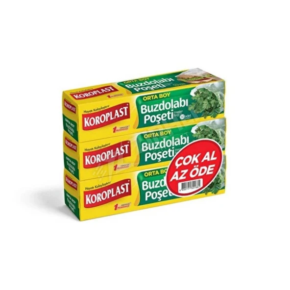 4 ADET Koroplast 3'Lü Çok Al Az  Öde Buzdolabı Poşeti Orta 30'Lu ürün görseli 1