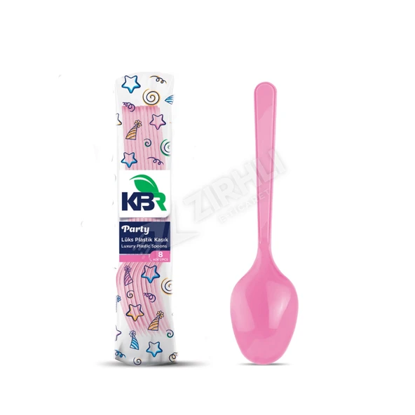 4 ADET Kbr Party Plastik Kaşık Pembe 8'li ürün görseli 1