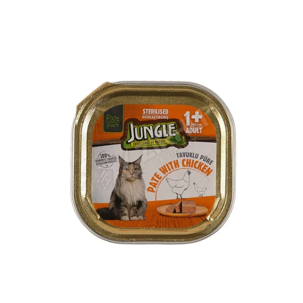 4 ADET Jungle Tavuklu Yaş Mama Kısır Kedi 100 Gr ürün görseli 1