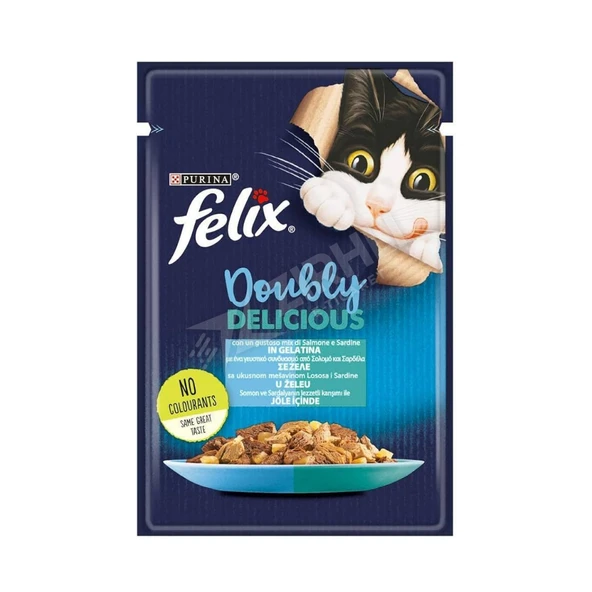 4 ADET Felix Çifte Lezzet Somon ve Sardalyalı Yaş Kedi Maması 85 Gr ürün görseli 1