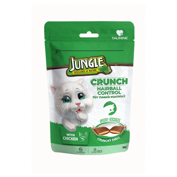 4 ADET Jungle Crunch Kedi Ödül Maması Tüy Yumağı Kontrolü ürün görseli 1