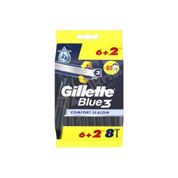 4 ADET Gillette Blue3 Comfort Slalom Kullan At Tıraş Bıçağı 6 'Lı +2'Li Hediye ürün görseli 1