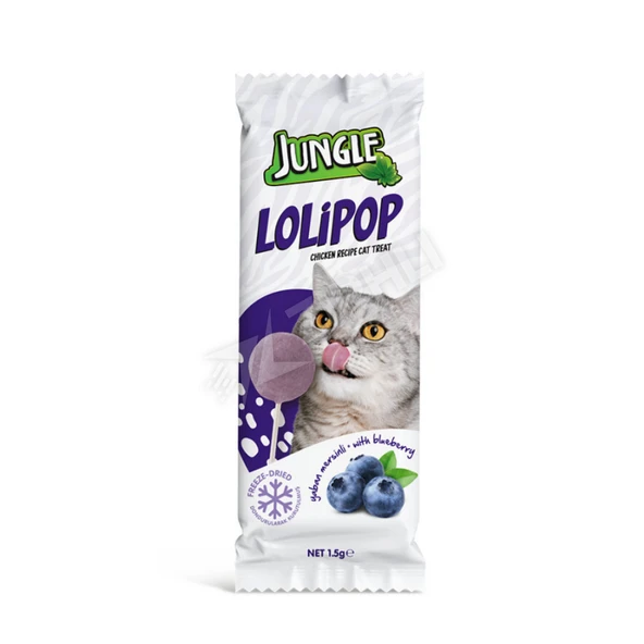 4 ADET Jungle Kedi Lolipop Yaban Mersinli 1,5 Gr ürün görseli 1