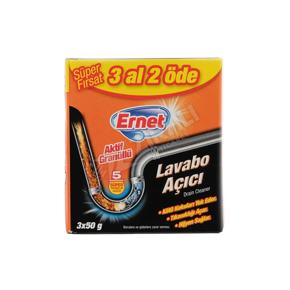 4 ADET Ernet Süper Lavabo Açıcı 2 Li 50 Gr ürün görseli 1