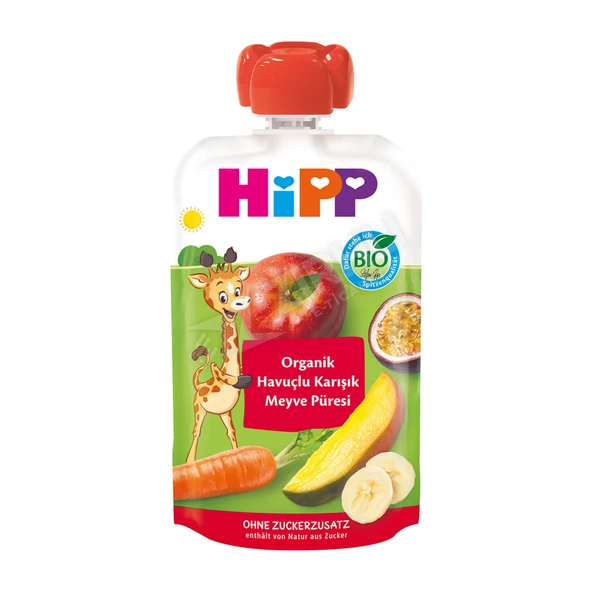 4 ADET Hipp Organik Havuçlu Karışık Meyve Püresi 100 Gr ürün görseli 1
