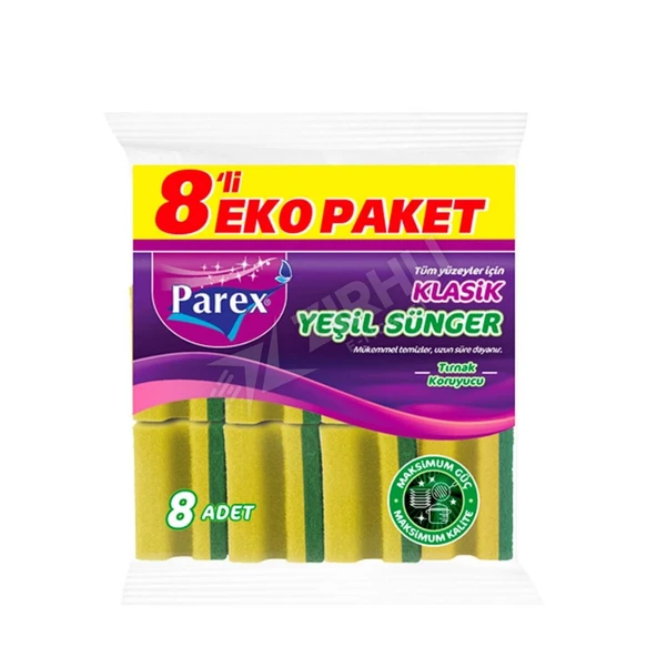 4 ADET Parex Klasik Yeşil Sünger Oluklu 8'li ürün görseli 1