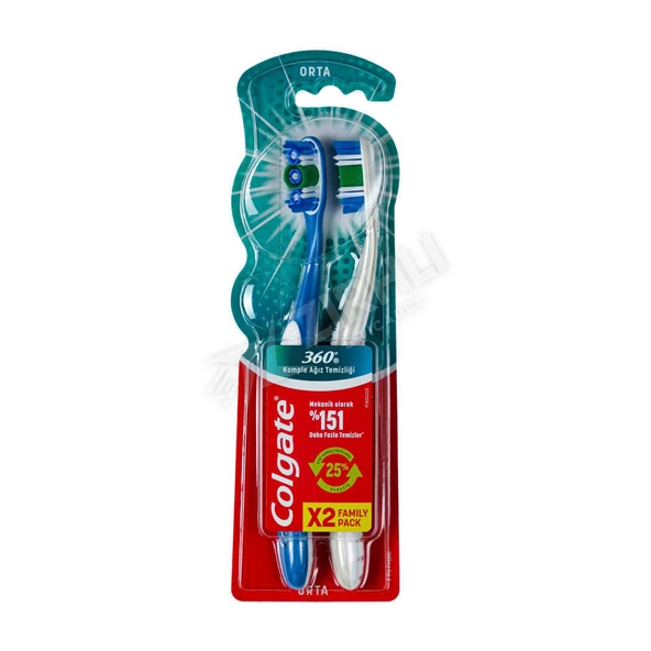 4 ADET Colgate 360 Diş Fırçası  Komple Ağız Orta 1+1 ürün görseli 1