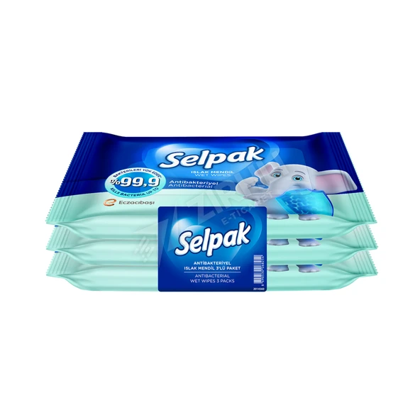 3 ADET Selpak Antibakteriyel Islak Cep Mendili 3X15'li ürün görseli 1