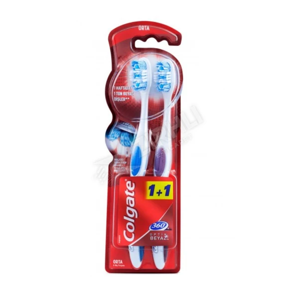 4 ADET Colgate Diş Fırçası 360 Optik Beyaz 1+1 Orta ürün görseli 1