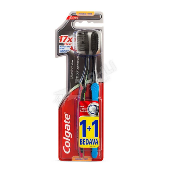4 ADET Colgate Diş Fırçası Mikro Slim Soft Charcoal 1+1 ürün görseli 1